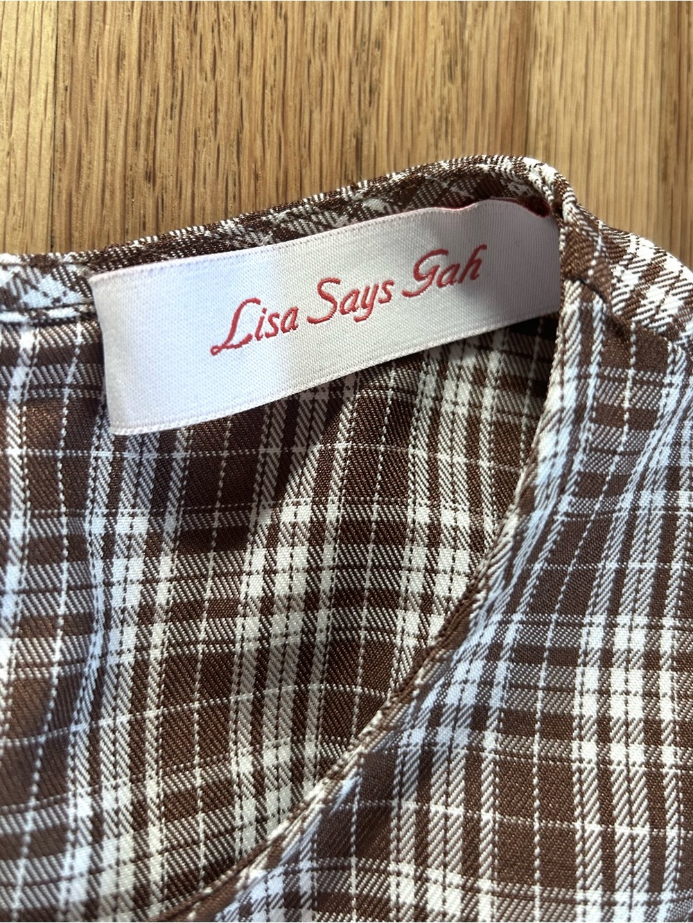 LISA SAYS GAH maxine long sleeve plaid midi dress brown fall size XL - Picture 5 of 12